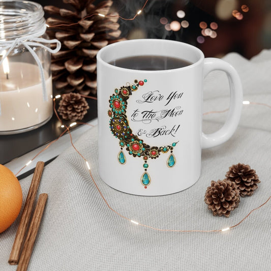 Valentine Mug, Love You to the Moon, Gift for her, Ceramic Mug 11oz