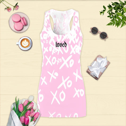 Pink Dress, Loved, Sundress, Love Signs, Women's Racerback Dress