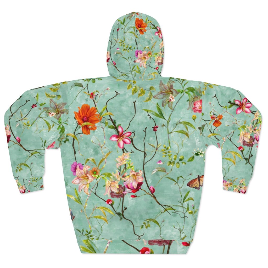 Garden Hoodie, Flowered, Boho, Hippy Style, AOP Unisex Pullover Hoodie