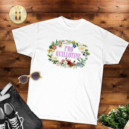 Funny Women's Shirt, Cottagecore, Pro Guillotine, Flower Wreath, Gift for Her, Unisex Jersey Short Sleeve Tee