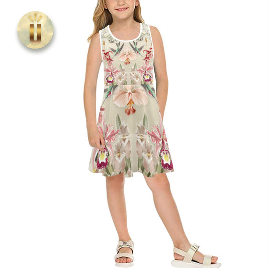 Girl's Orchid Botanical Sleeveless Dress