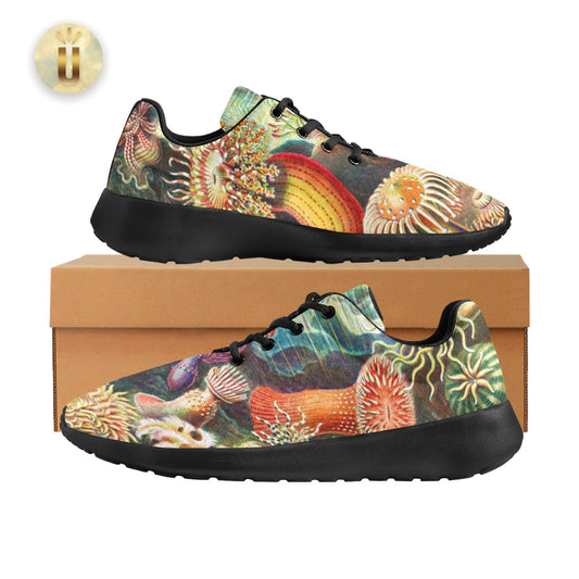 Men's Sneakers, Sea Life Botanical, Cottagecore, Boho, Athletic Sneakers