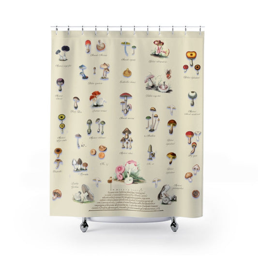 Mushroom Botanical, Cottagecore, Boho Shower Curtains