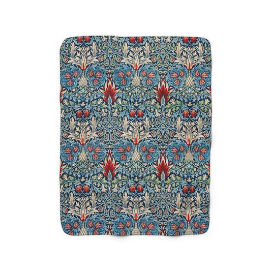 Cottagecore Blanket, Floral Tapestry, Boho, Sherpa Fleece Blanket