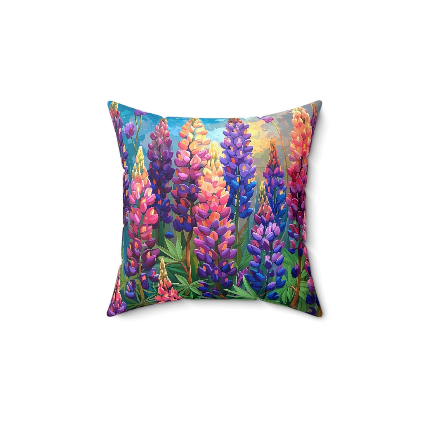 Floral Square Pillow, Lupine Blossom Artwork, Home Decor Accent, Sofa Throw Cushion, Gift for Nature Lovers, Mother's Day Present