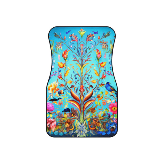 Car Mats, Colorful Exotic Design, Strong Blues Mughal Empire, Auto Accessories, Tribal Boho Decor, Ethnic Style Floor