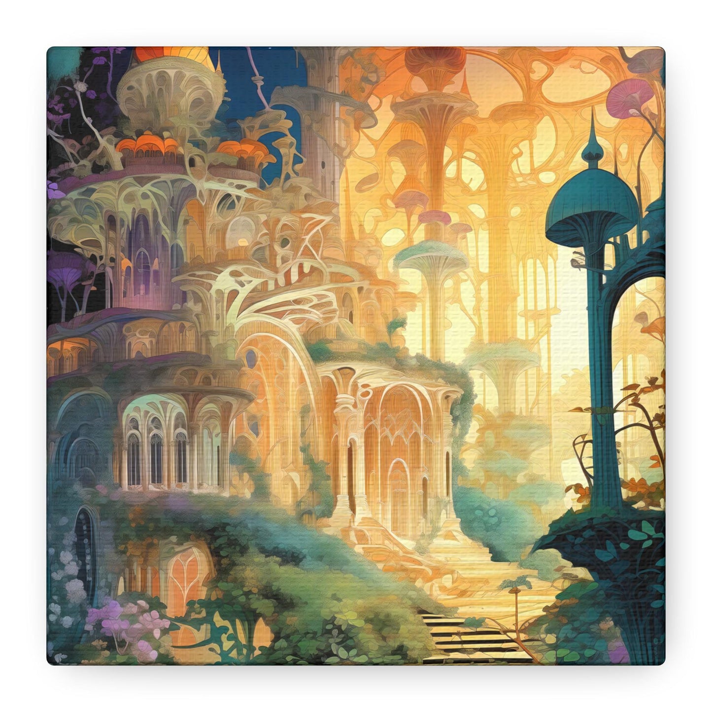 Canvas Print, Whimsical Castle Portal Fantasy Art Wall Decor, Matte Stretched Artwork, Pretty & Curious Design, Magical Home Decoration,