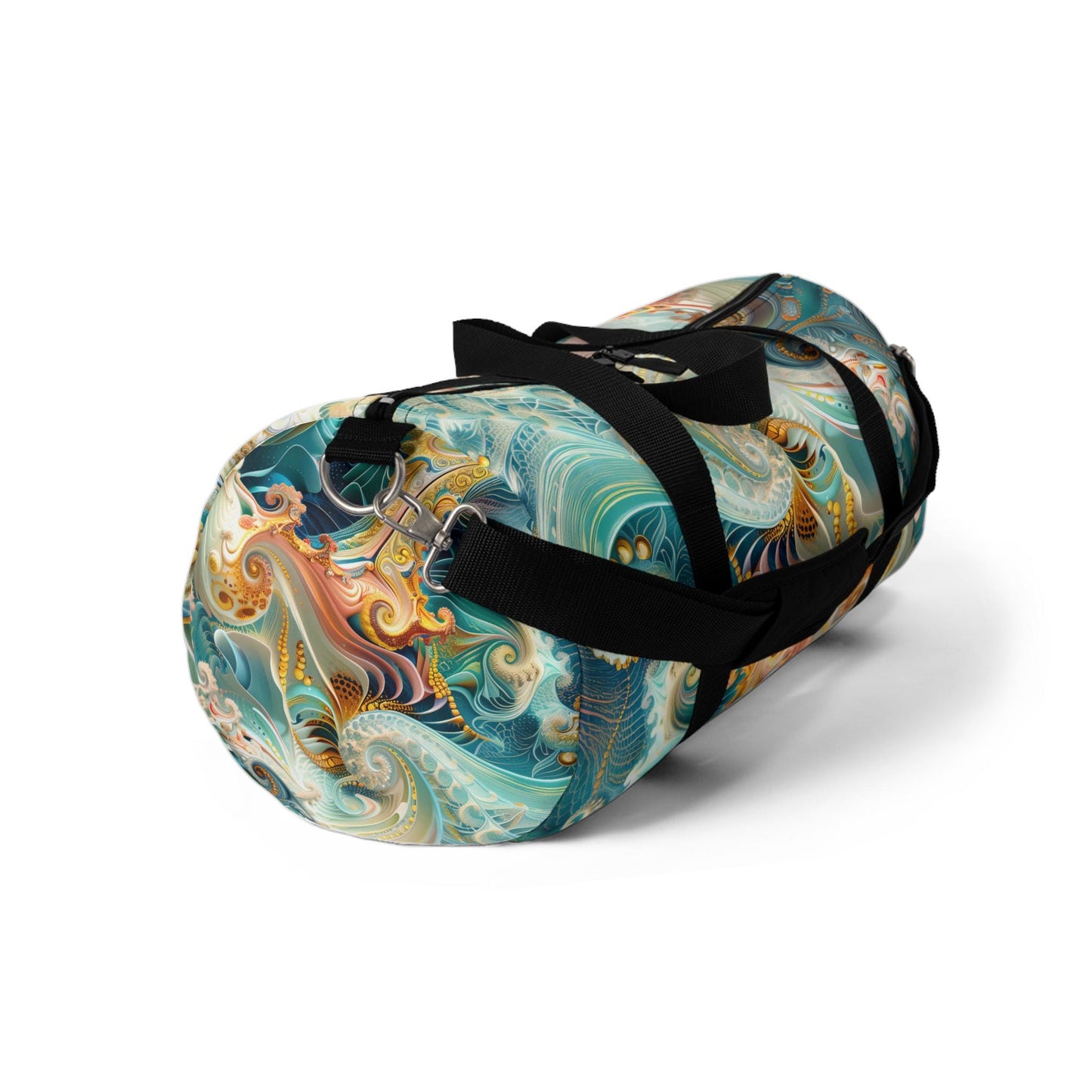 Fractal Duffel Bag, Teal Green and Vibrant Colors, Gym Bag, Travel Bag, Weekend Bag, Overnight Bag