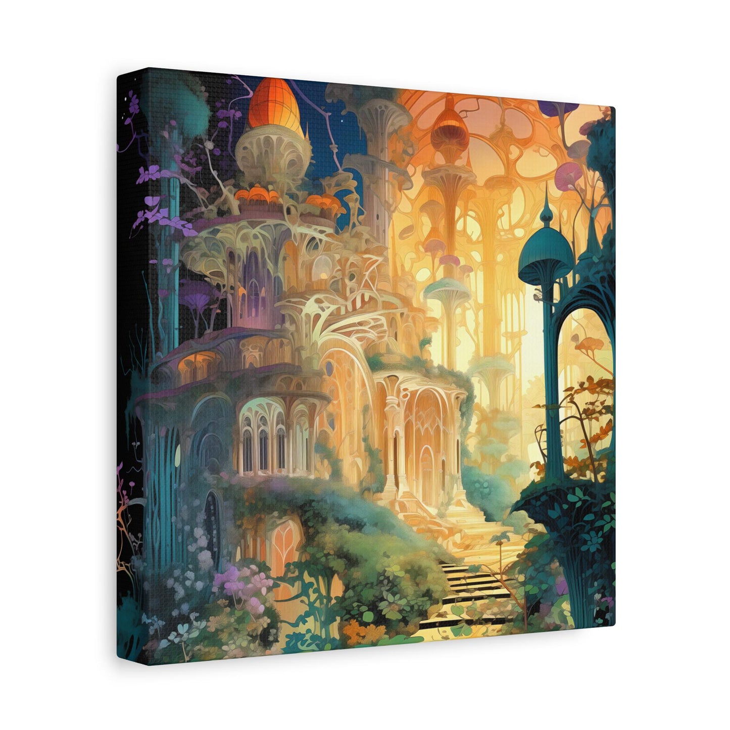Canvas Print, Whimsical Castle Portal Fantasy Art Wall Decor, Matte Stretched Artwork, Pretty & Curious Design, Magical Home Decoration,