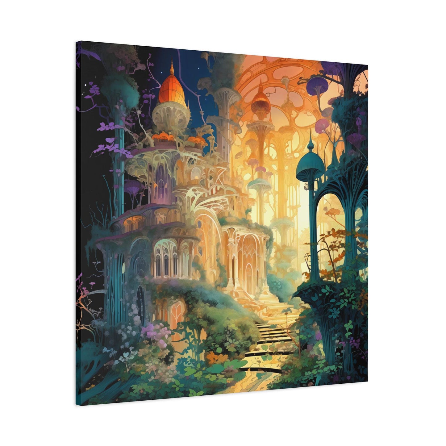 Canvas Print, Whimsical Castle Portal Fantasy Art Wall Decor, Matte Stretched Artwork, Pretty & Curious Design, Magical Home Decoration,