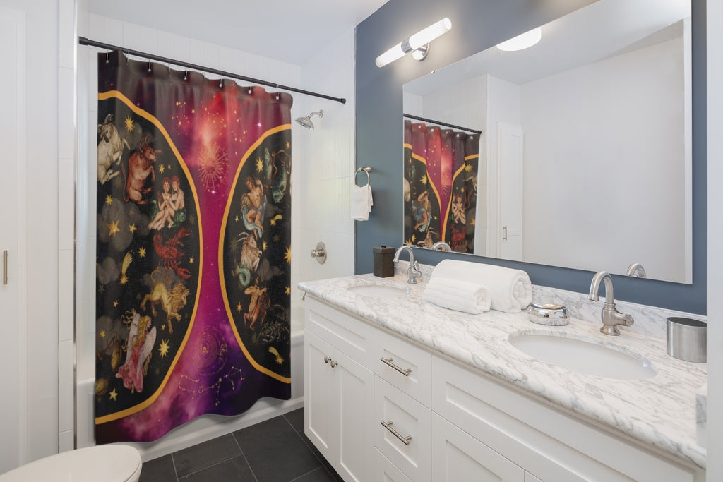 Double Wheel Zodiac Shower Curtains