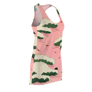 Pink Sky Woodcut Racerback Dress