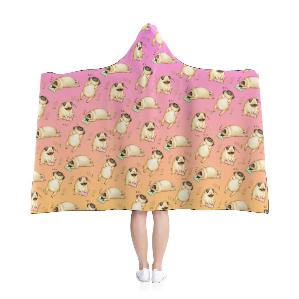 Sleeping Pugs Hooded Blanket