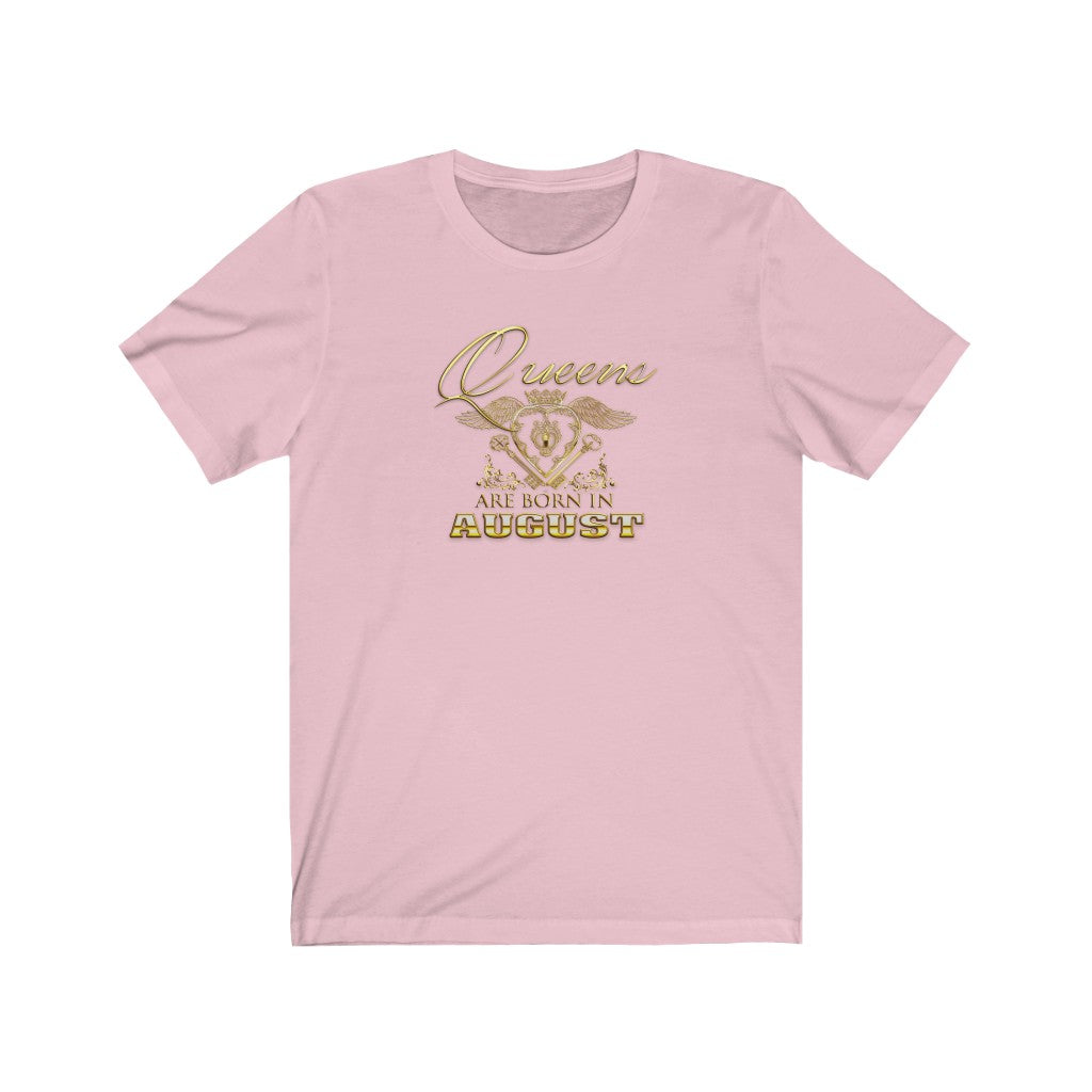 Queens are Born in August (Crowned Heart) Unisex Jersey Short Sleeve Tee