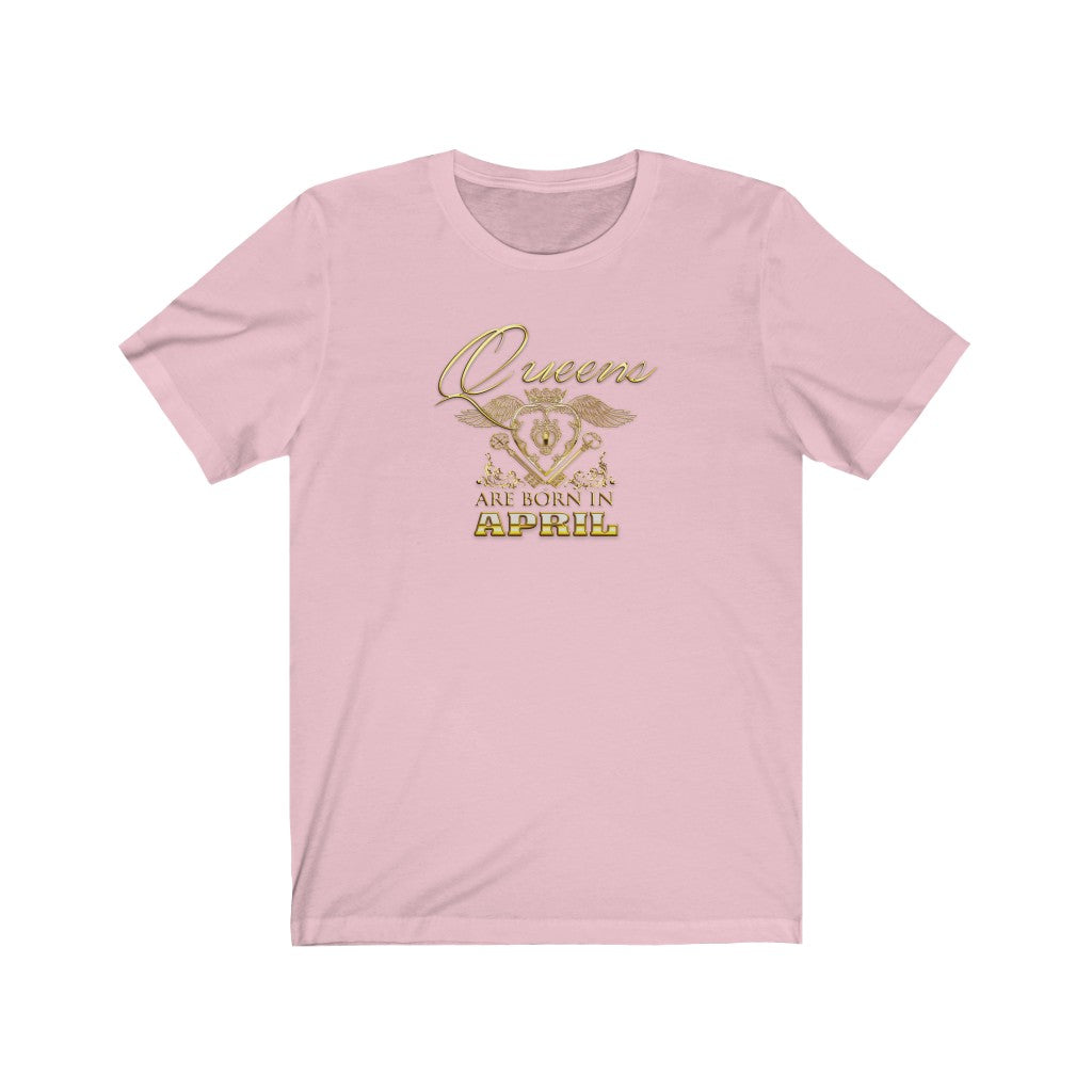 Queens are Born in April (Crowned Heart) Unisex Jersey Tee