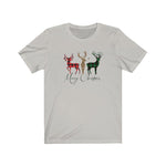 Merry Christmas Plaid Reindeer Unisex Jersey Short Sleeve Tee