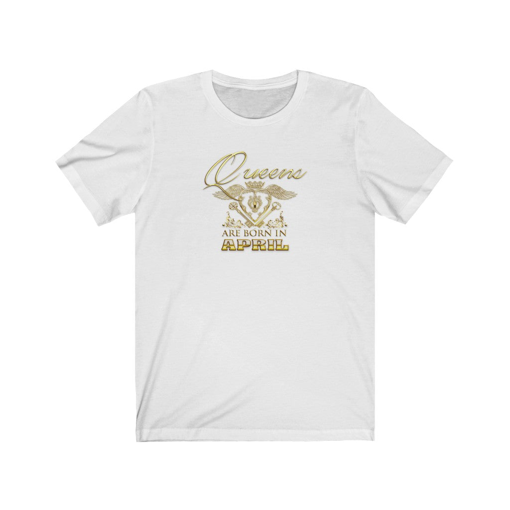 Queens are Born in April (Crowned Heart) Unisex Jersey Tee