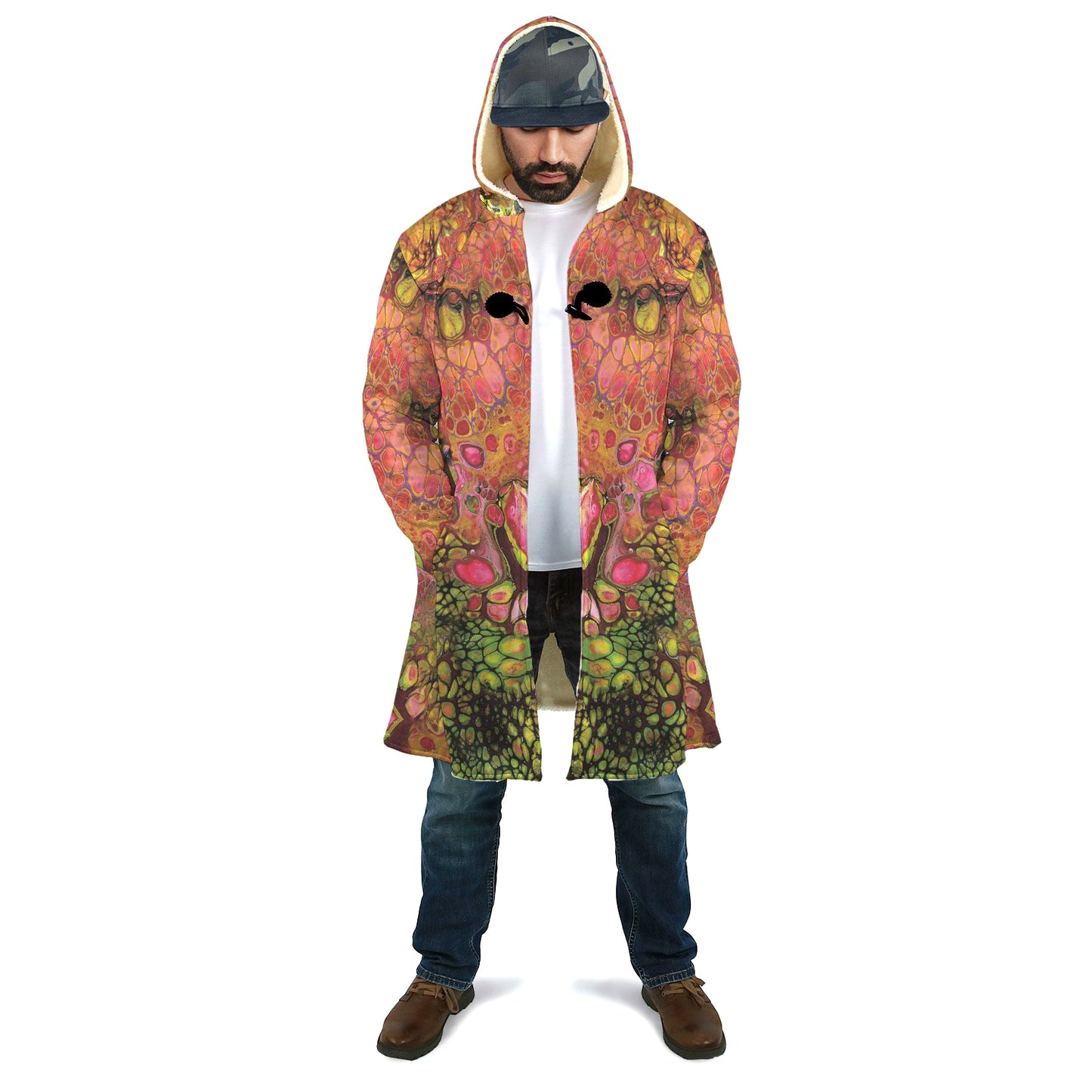 Wild Pomegranate Hooded Sherpa Cloak