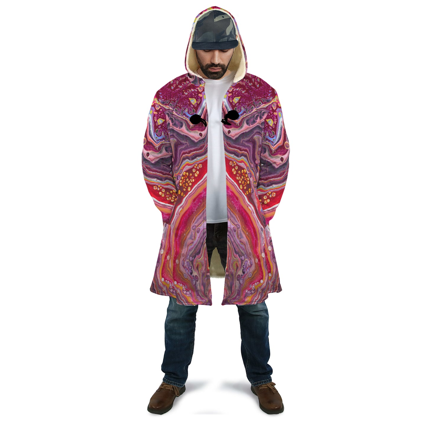 Crimson River Hooded Sherpa-Lined Cloak