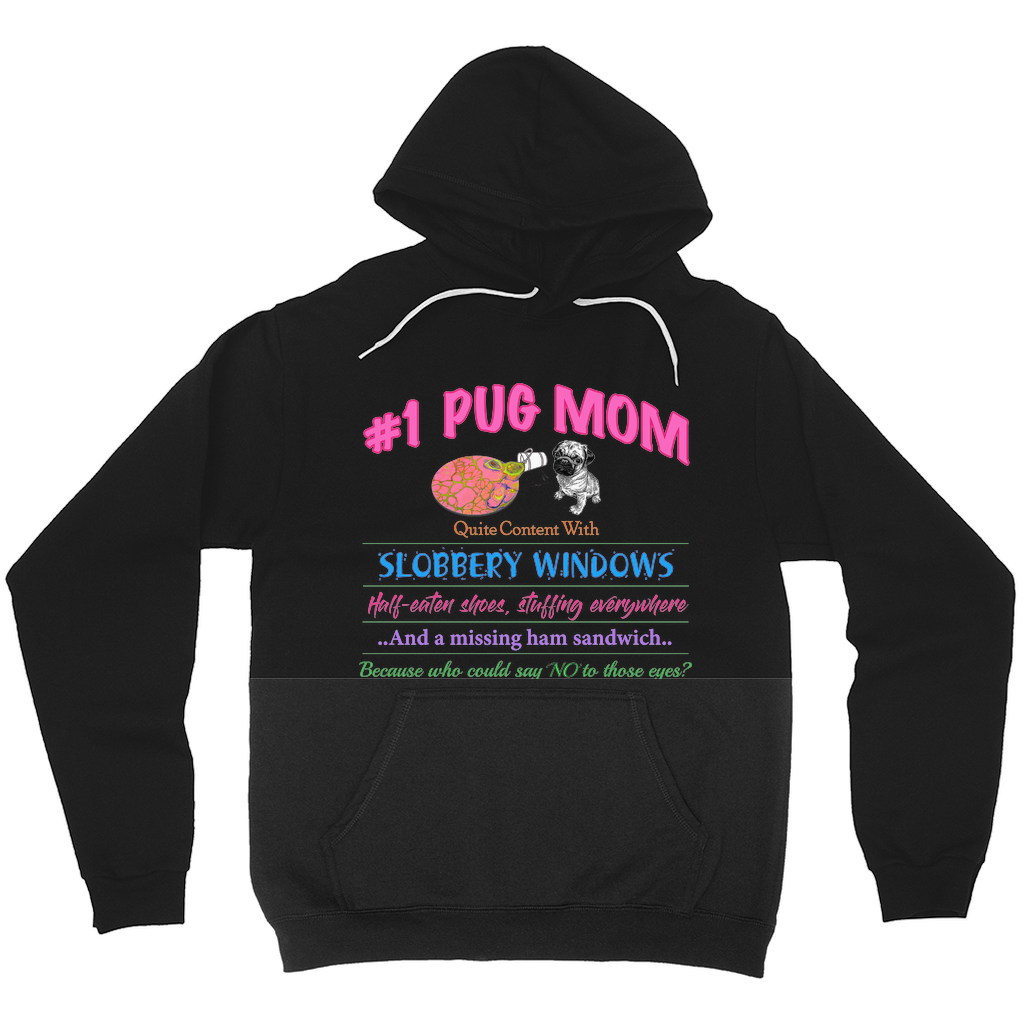 #1 Pug Mom Sponge Fleece Hoodie (No-Zip/Pullover)