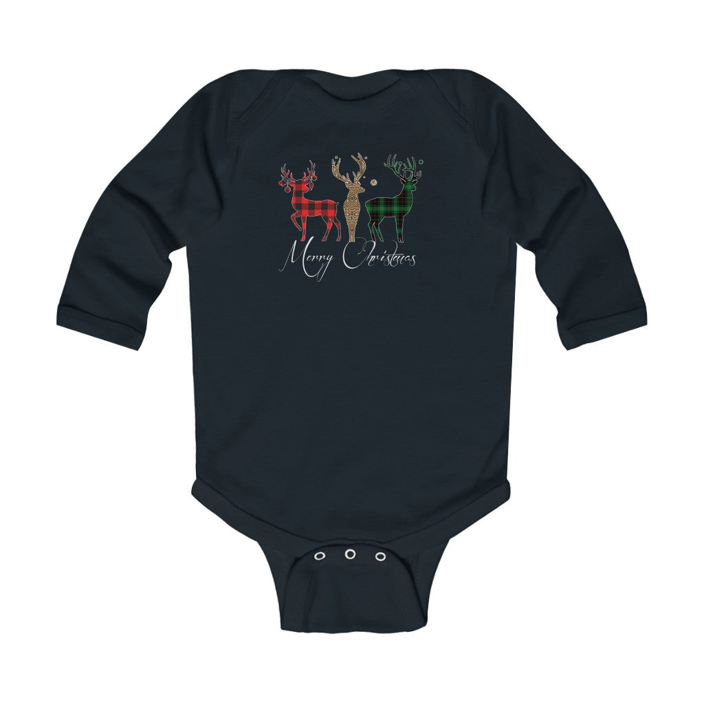 Plaid Reindeer Infant Long Sleeve Bodysuit