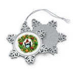 Covid Cat Pewter Snowflake Ornament