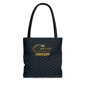 Queens are Born in January Tote Bag- in 3 sizes