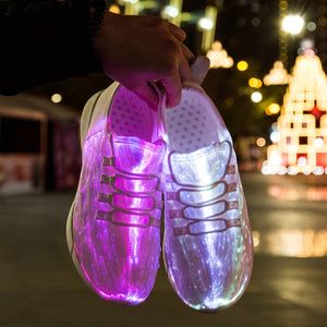 LED Fiber Optic Shoes for Girls Boys Men Women USB Recharge Glowing Sneakers Man Light Up Shoes Sports Shoes