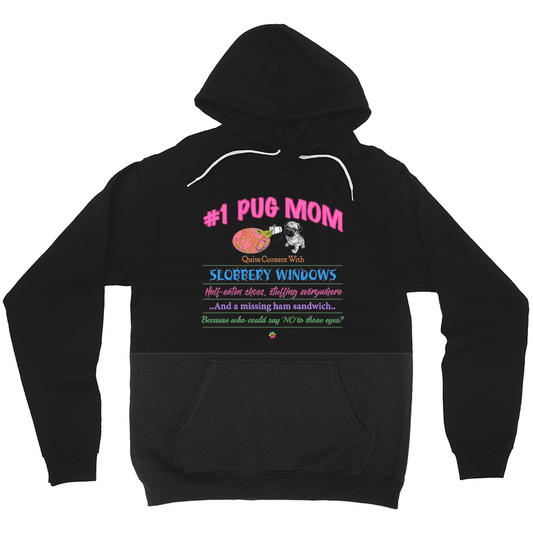 #1 Pug Mom Sponge Fleece Hoodie (No-Zip/Pullover)