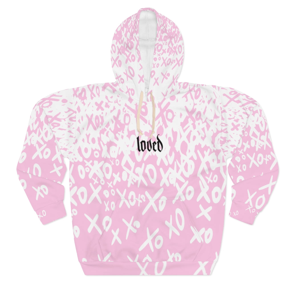 Valentine Shirt, Pink, Love Signs, Loved, Gift for him, AOP Unisex Pullover Hoodie
