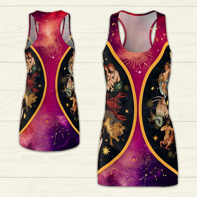 Double Wheel Zodiac Racerback Dress