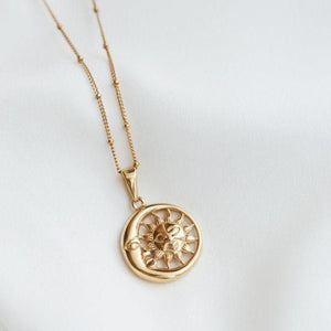 Gold Sun & Moon Pendant Necklace