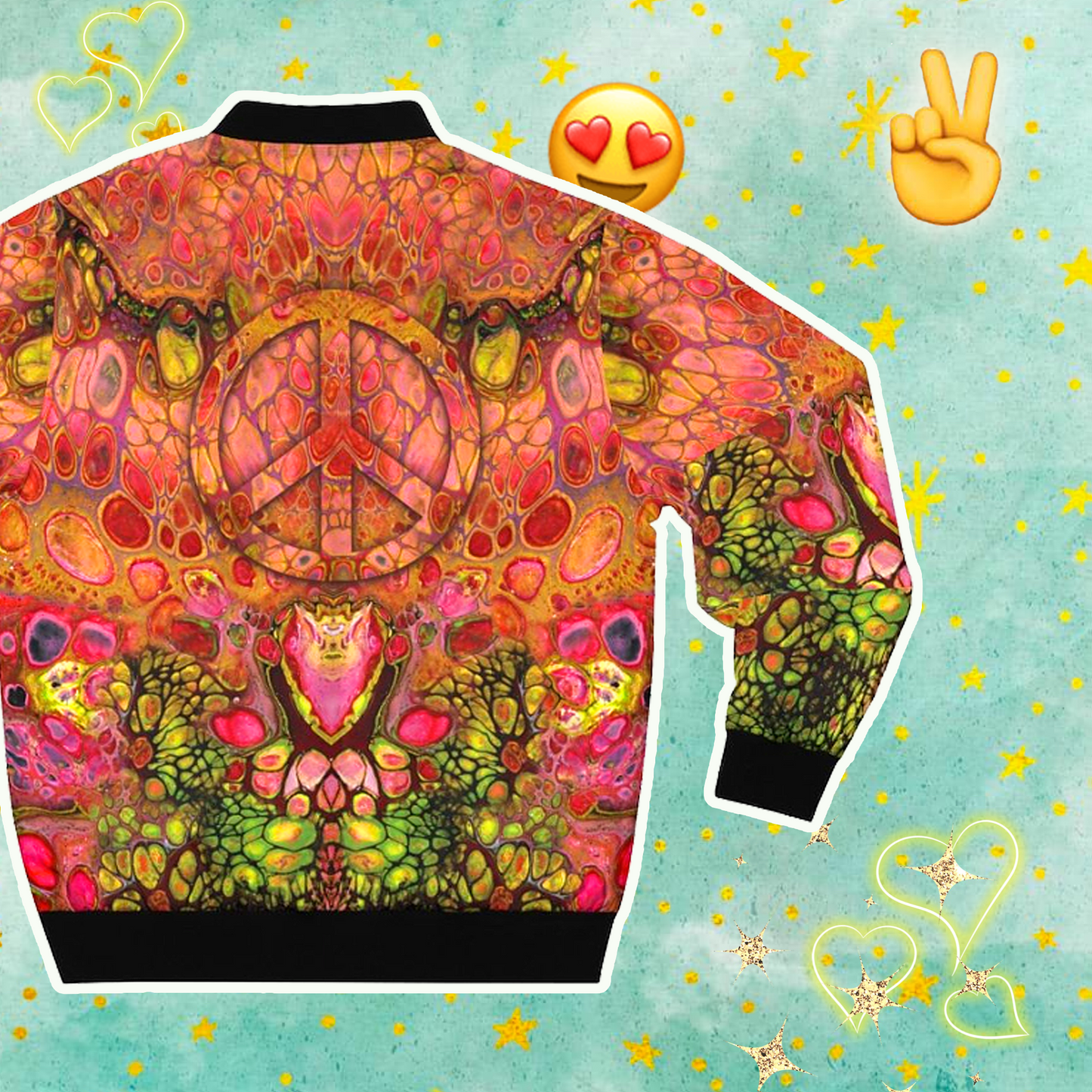 Men's Wild Pomegranate PEACE Bomber Jacket