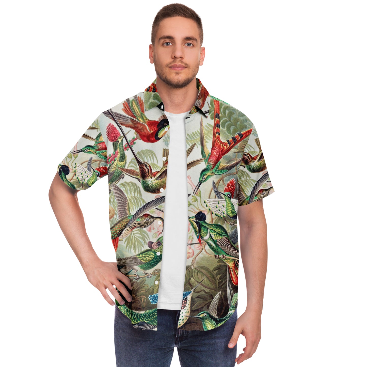 Mens Hummingbird Button-Down Shirt