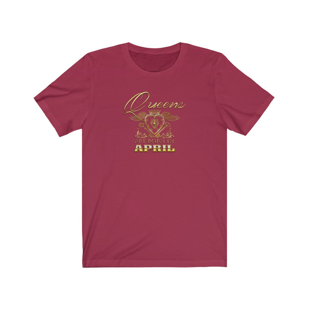 Queens are Born in April (Crowned Heart) Unisex Jersey Tee