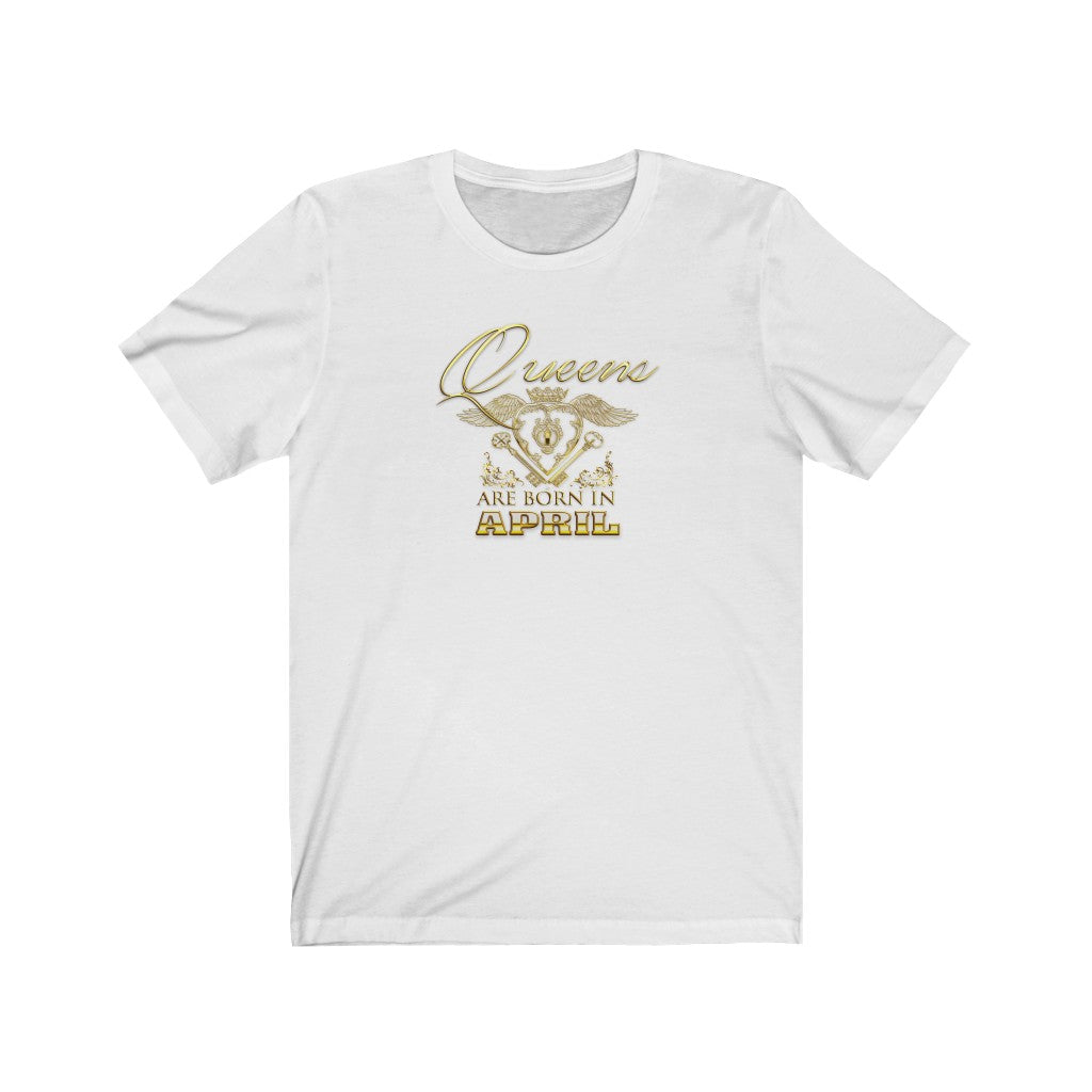 Queens are Born in April (Crowned Heart) Unisex Jersey Short Sleeve Tee-