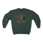 Merry Christmas Plaid Reindeer Unisex Heavy Blend™ Crewneck Sweatshirt
