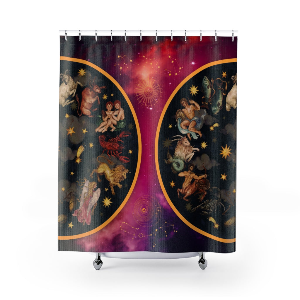 Double Wheel Zodiac Shower Curtains