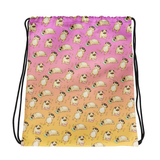 Sleeping Pugs Drawstring Bag