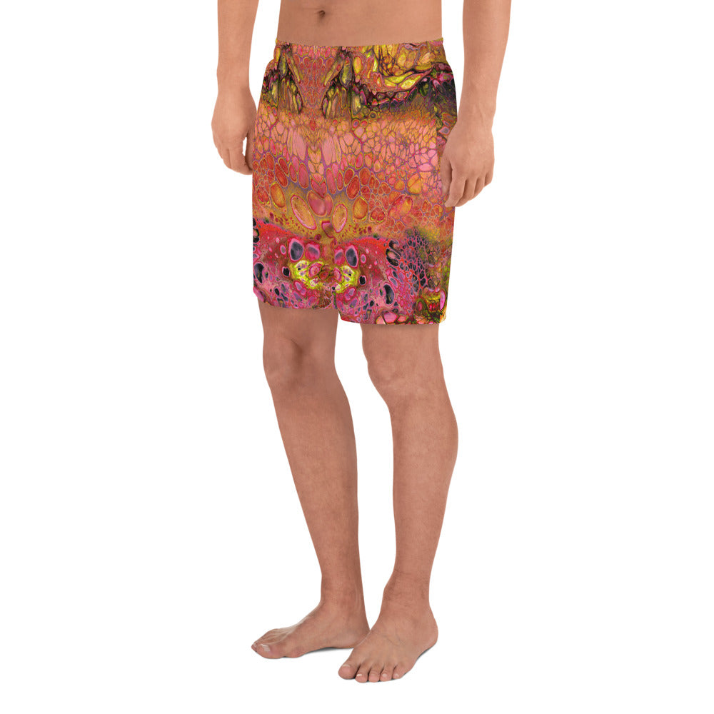 Men's Wild Pomegranate Athletic Long Shorts