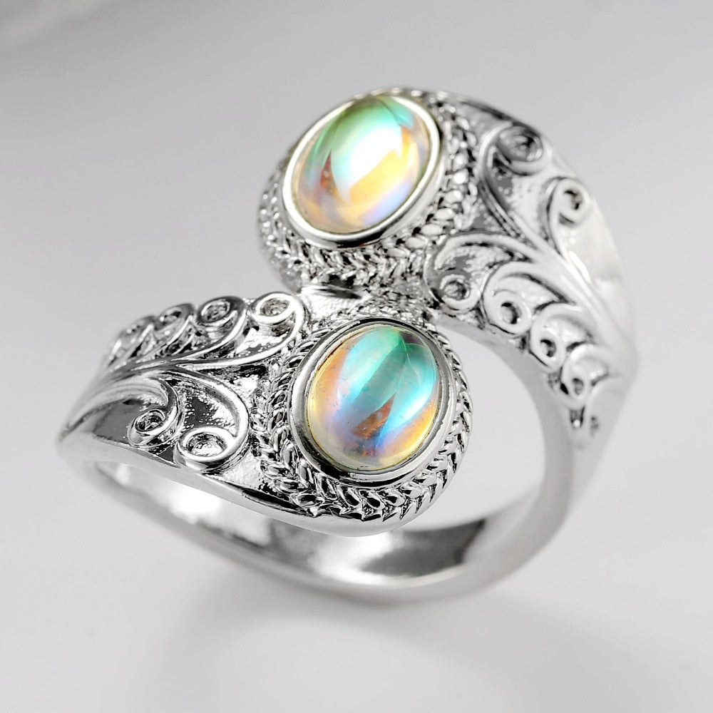 Silver Plated Moonstone Ring