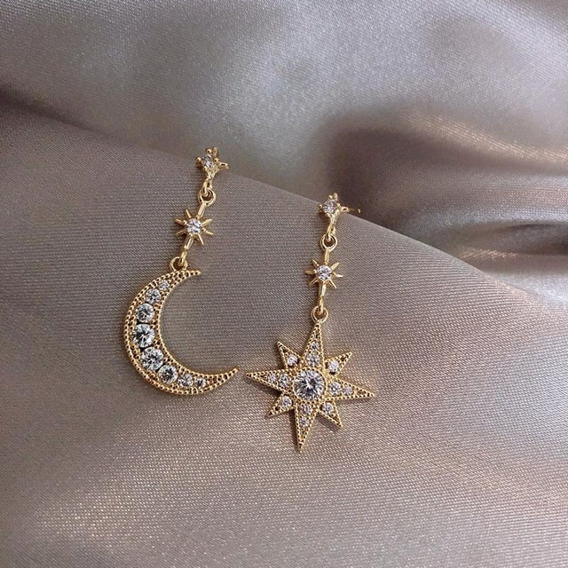 Moon & Star Dangle Earrings