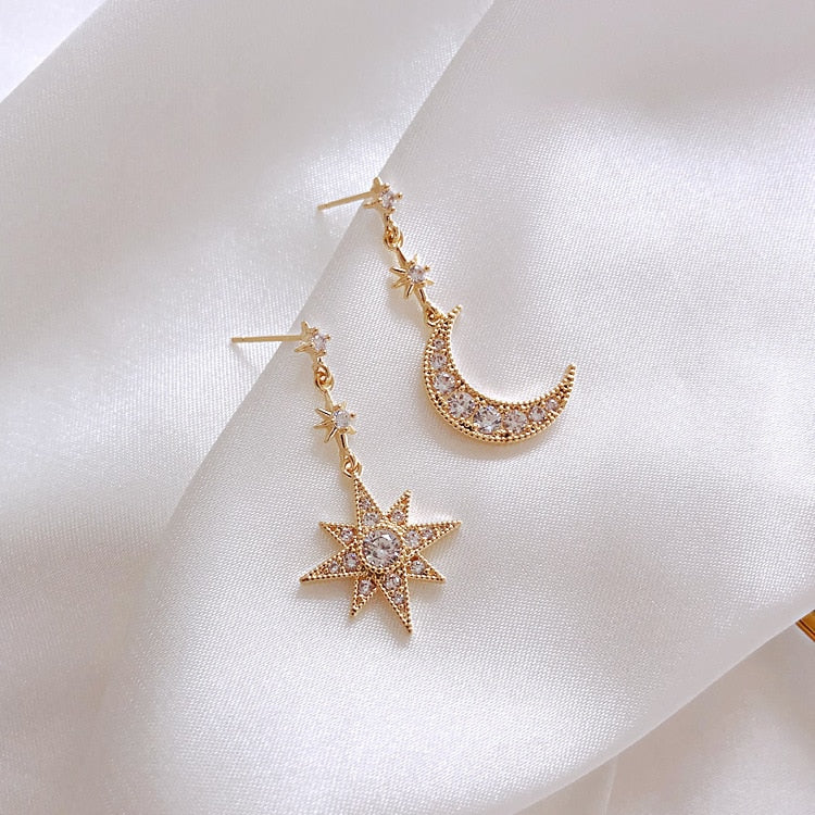 Moon & Star Dangle Earrings