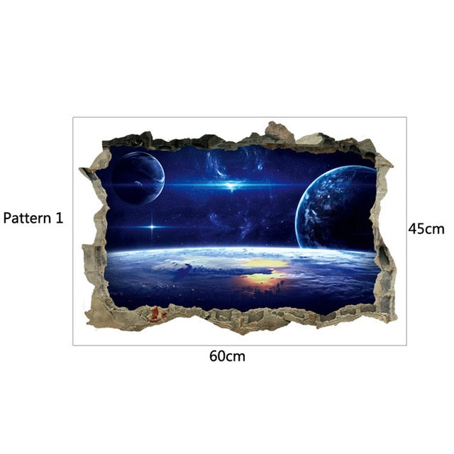 Deep Blue Planets Broken wall Stickers