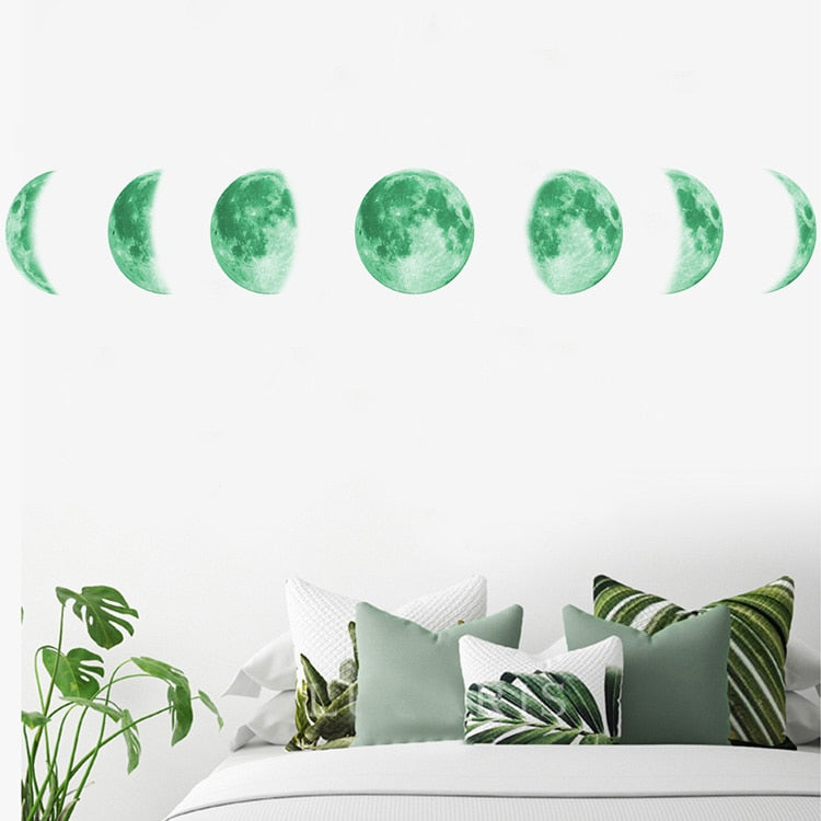 Luminous Glow-in-the-Dark Moon Phases 3D Wall Sticker