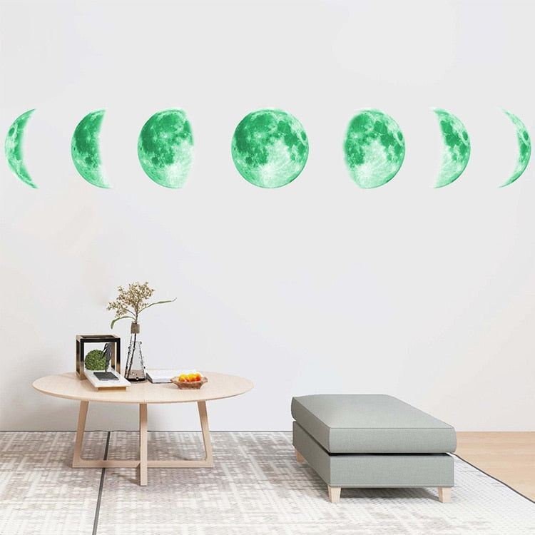 Luminous Glow-in-the-Dark Moon Phases 3D Wall Sticker