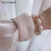 Chunky Pearls & Gold Chain Link Bracelet