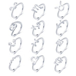 Zodiac Sign Sterling Silver Finger Rings Set