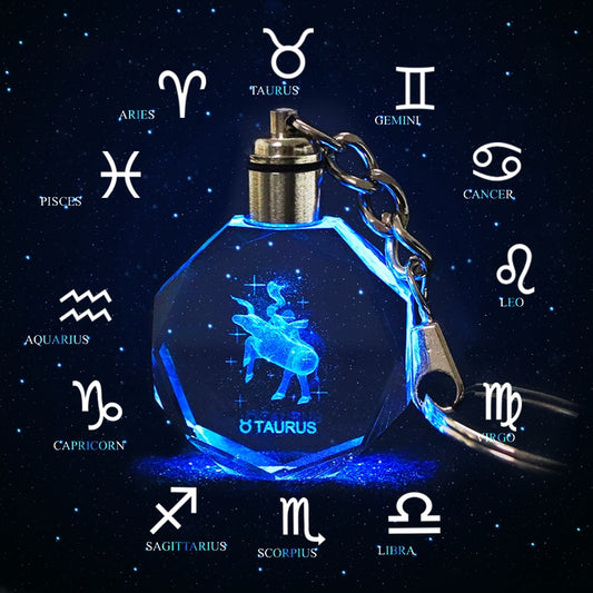 Crystal Zodiac LED Light Key Ring