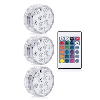 LED Remote Controlled RGB Submersible Battery Operated Lights